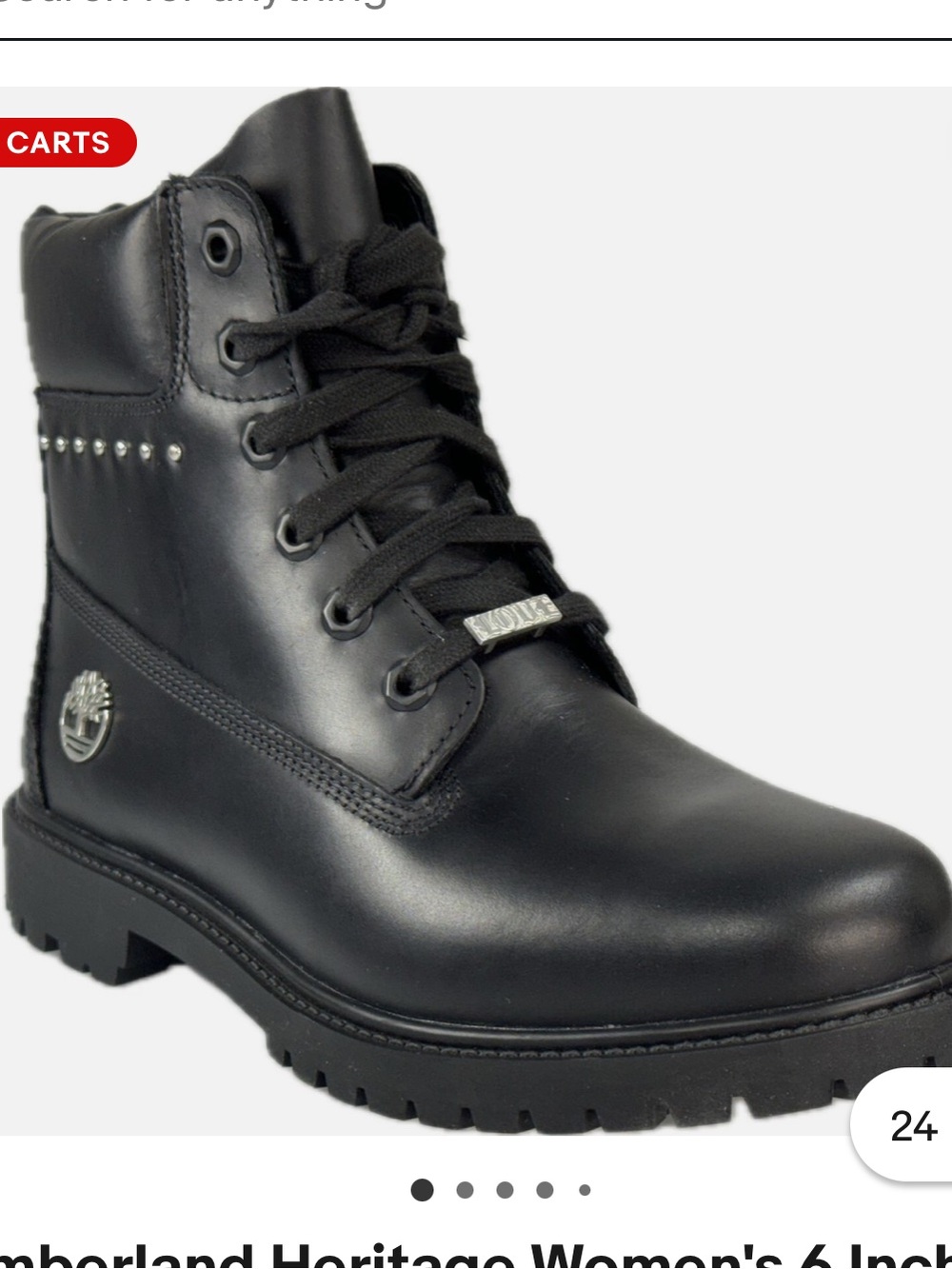 Timberland Heritage Women's 6 Inch Premium Black Leather Waterproof Boots, A5MJA